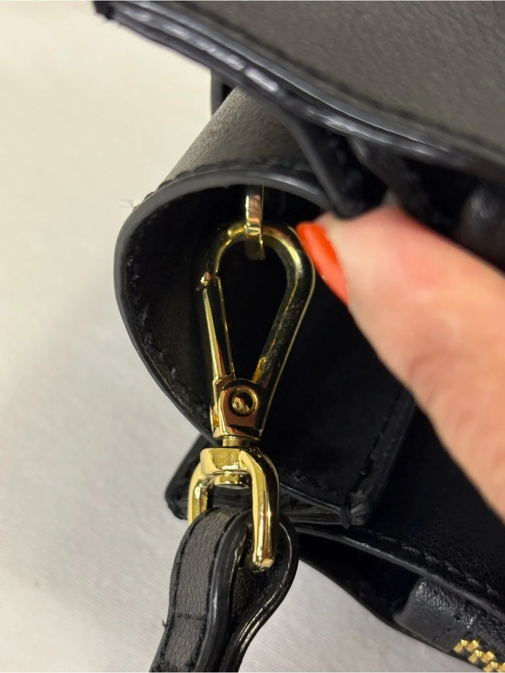 TED BAKER Black Leather Structured Satchel with Gold Buckle LIKE NEW $450